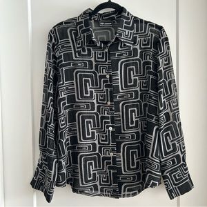 VINTAGE BLACK MESH BUTTON-UP SHIRT
